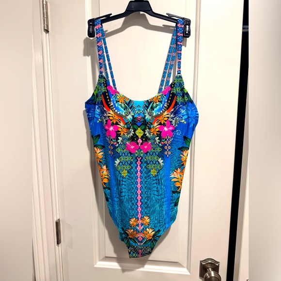 TOGS Australia One Piece Tropical Rhinestone Bathing Suit Sz 12 (8) NWT - Picture 1 of 9